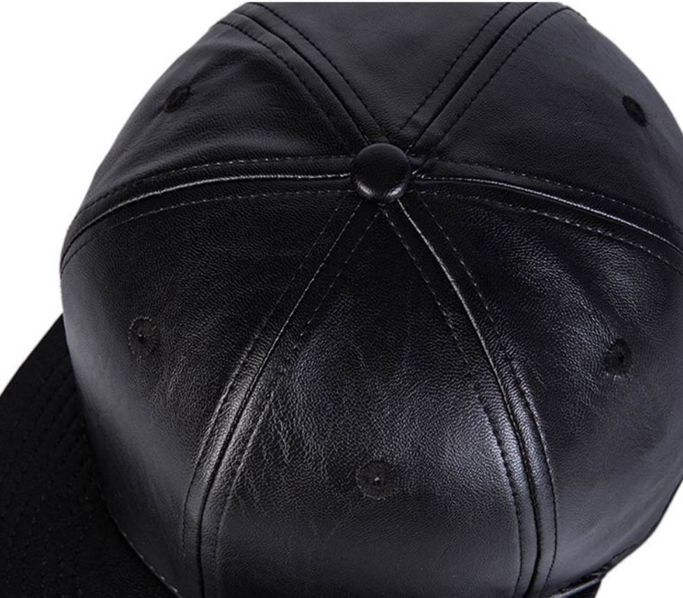 🧢 Gorra Negra de Cuero con Visera plana Old School Tienda Online Gorra